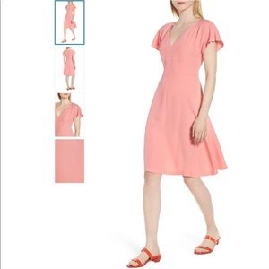 Lewit Nordstrom Pink Coral Fit & Flare Crepe Dress
